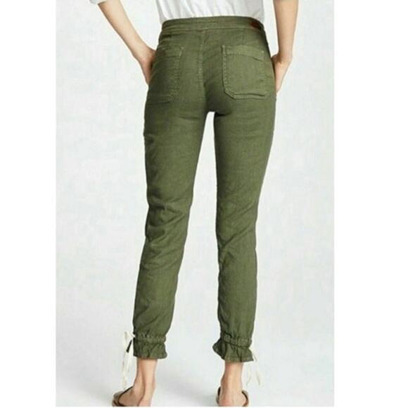 Joie Maja Green Utility Cargo Jogger Pant Ankle Cropped Linen Blend Casual 23 - Picture 7 of 16